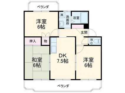 グレースリヴラン(3DK/2階)の間取り写真