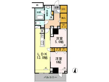 セントラルレジデンス(2LDK/9階)の間取り写真