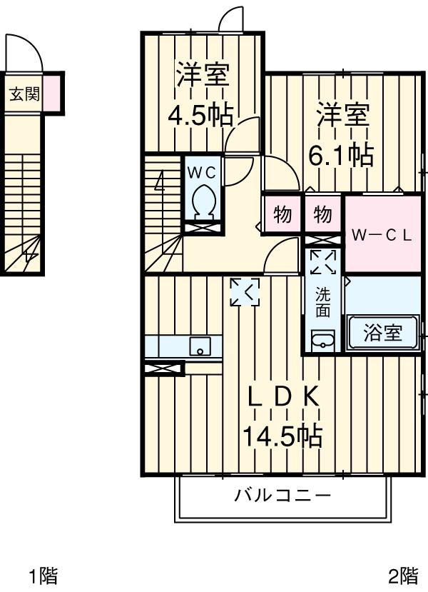 トワメゾン Ⅲ(2LDK/2階)の間取り写真