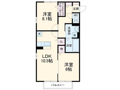 トワメゾン Ⅱ(2LDK/1階)の間取り写真
