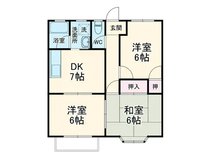 フォレスタTC Ⅰ(3DK/2階)の間取り写真