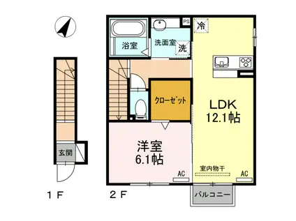 グランツ久保(1LDK/2階)の間取り写真