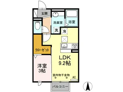 メゾン ラ・ヴェリテ A(1LDK/1階)の間取り写真