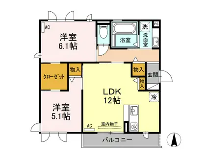 ボヌールIII(2LDK/3階)の間取り写真
