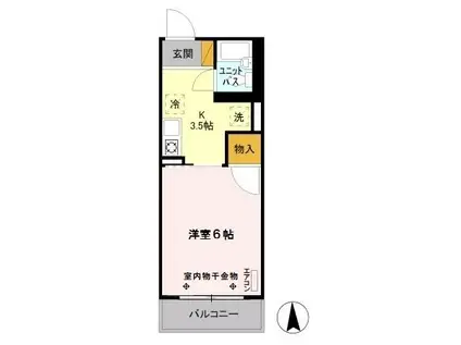 ドミトリー中浦和(1K/2階)の間取り写真