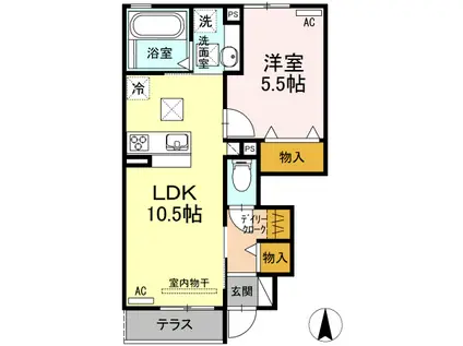 プランドールⅦ A棟(1LDK/1階)の間取り写真