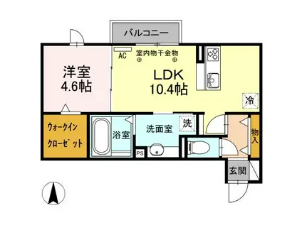 優 平川(1LDK/2階)の間取り写真