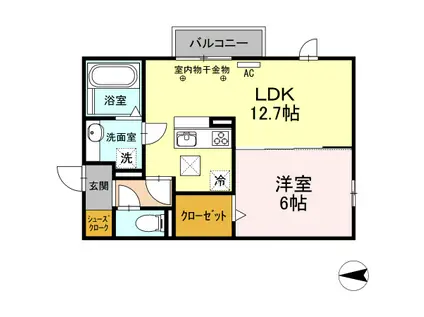 プレミール小坂井(1LDK/1階)の間取り写真