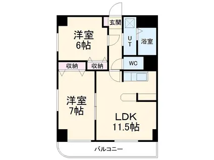 セントラルコート今伊勢(2LDK/3階)の間取り写真