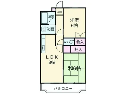 リバーサイド吉原Ⅱ(2LDK/2階)の間取り写真