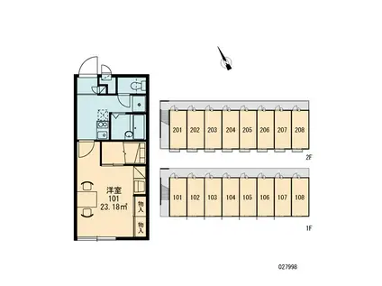 レオパレス東山(1K/1階)の間取り写真