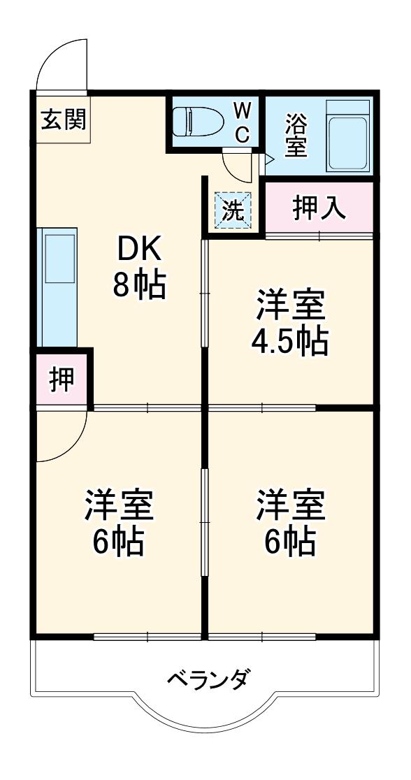 やまさんマンション(3DK/5階)の間取り写真