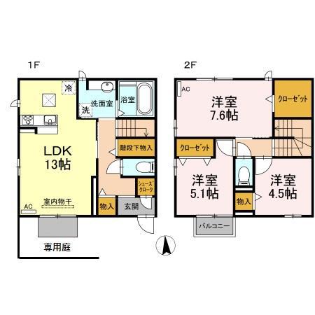 豊橋鉄道渥美線 南栄駅 徒歩14分 2階建 築8年(3LDK)の間取り写真