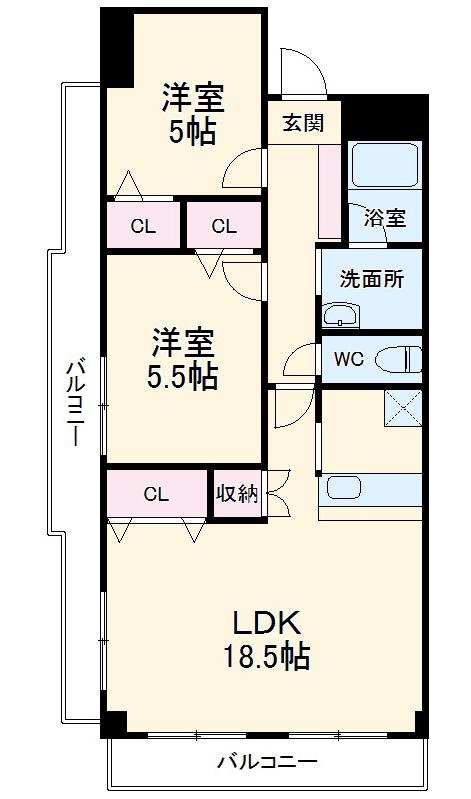 レジデンス円六(2LDK/1階)の間取り写真
