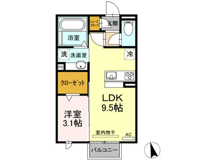 D-ROOM錦町(1LDK/2階)の間取り写真