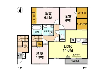 ヴェルジェ A(3LDK/2階)の間取り写真