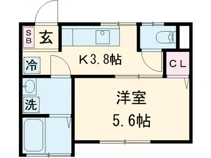 センタービレッジ奥沢(1K/2階)の間取り写真