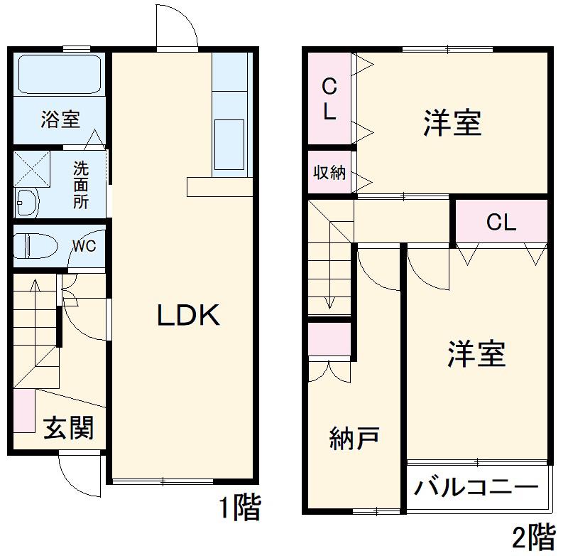 ヴィラ大岩壱番館(2LDK)の間取り写真