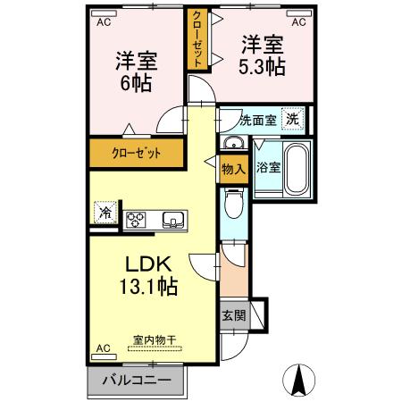 コンフォール西小鷹野Ⅱ(2LDK/1階)の間取り写真