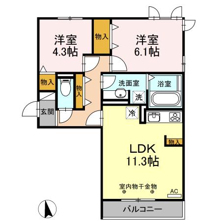 OTTS GEJO(2LDK/2階)の間取り写真