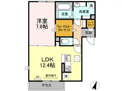 ファームヴィレッジ三番館(1LDK/1階)の間取り写真