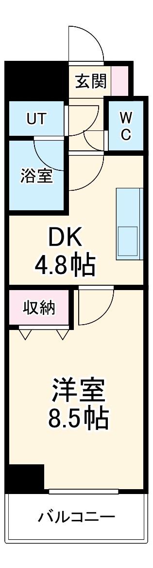 ウェーク・フォレスト・ブロンド(1DK/4階)の間取り写真