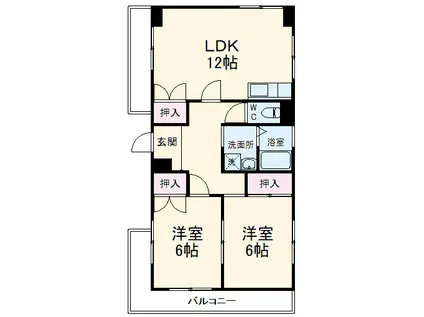 山豊ビル(2LDK/3階)の間取り写真