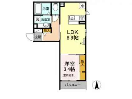 D-ROOM KUME(1LDK/3階)の間取り写真