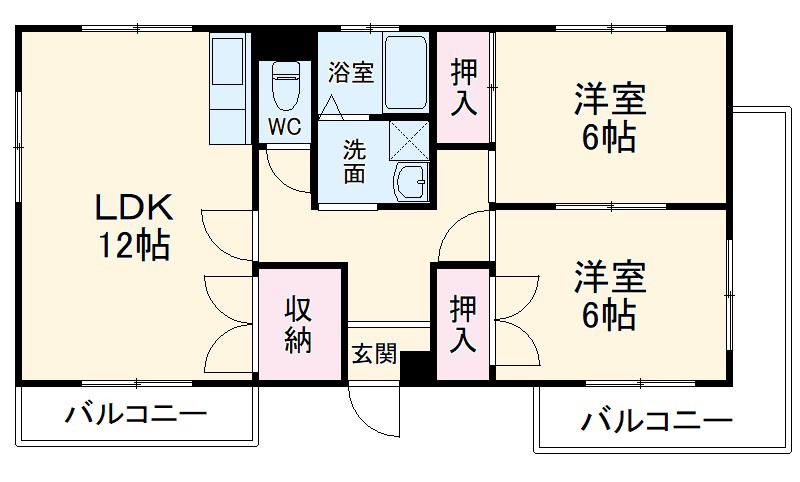 山豊ビル(2LDK/4階)の間取り写真