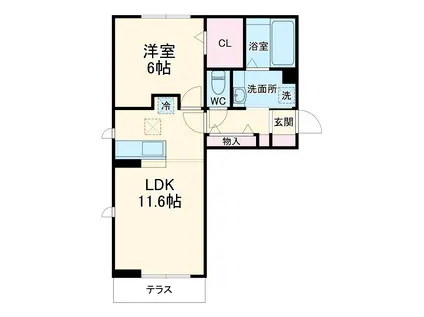 マリーゴールド B(1LDK/1階)の間取り写真