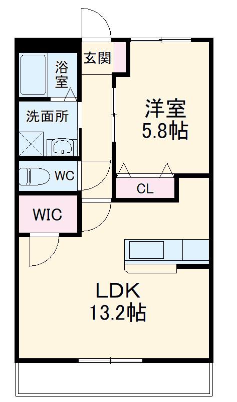 ブロードタウン神野ⅡB(1LDK/1階)の間取り写真