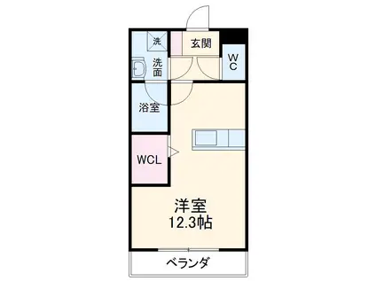 カルディアス大岩 A(1DK/1階)の間取り写真