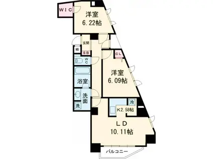 レジディア三軒茶屋Ⅱ(2LDK/3階)の間取り写真