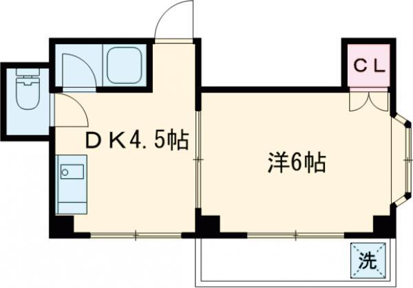 メゾン薗田ビル(1DK/2階)の間取り写真