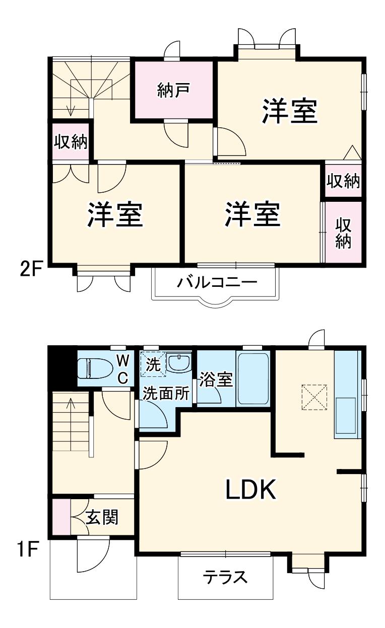 パストラルコートB(3SLDK/1階)の間取り写真