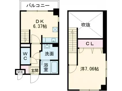 MKビル(1DK/3階)の間取り写真