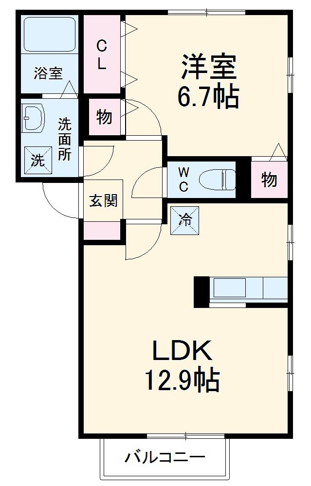 ルミエール清洲 A(1LDK/1階)の間取り写真