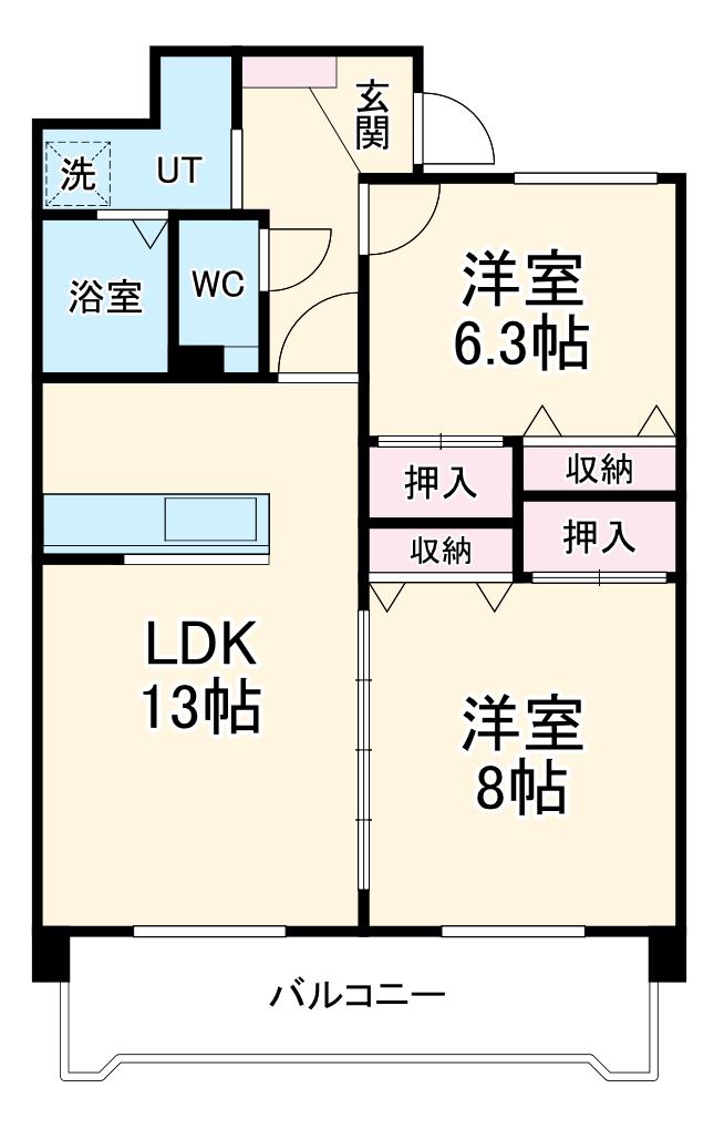 レジデンス新川(2LDK/6階)の間取り写真