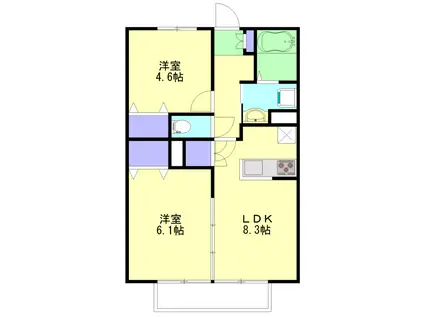 ディア・ロードTN(2LDK/2階)の間取り写真