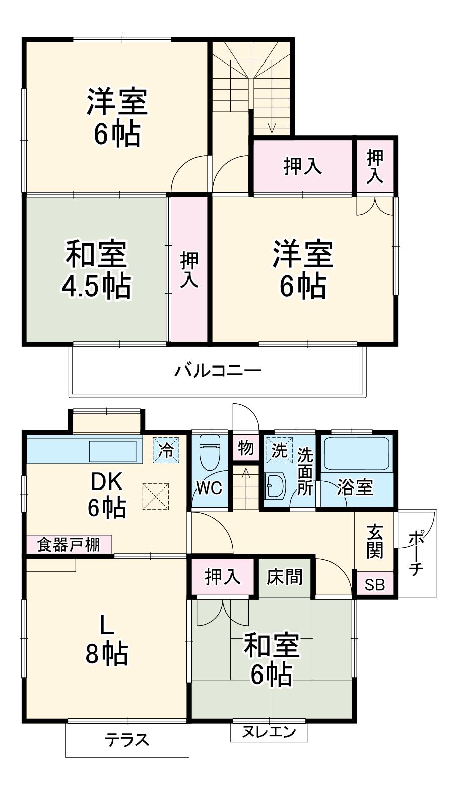 埼京線 戸田駅(埼玉) 徒歩6分 2階建 築45年(4LDK)の間取り写真