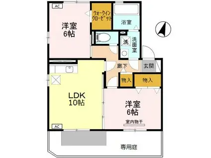 リバティ ヒルズ(2LDK/1階)の間取り写真