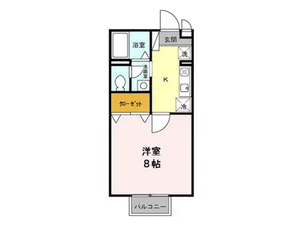 ヴィレッジタカミドー A棟(1K/1階)の間取り写真