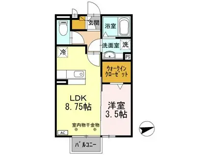 メゾンエルメス(1LDK/2階)の間取り写真