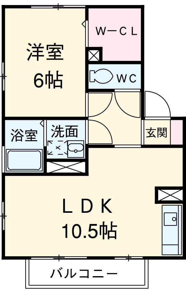 ルガール70(1LDK/2階)の間取り写真