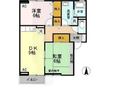 セジュールノリタケA棟(2DK/1階)の間取り写真