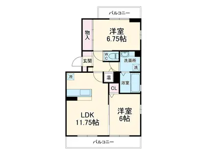 ミールレ野川Ⅱ(2LDK/2階)の間取り写真