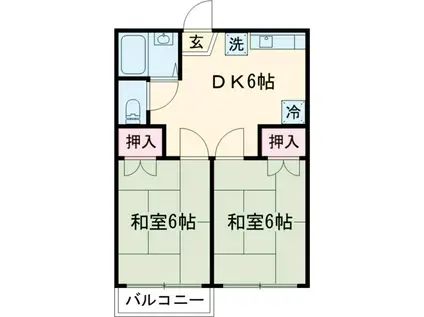 コーポ酒井(2DK/2階)の間取り写真