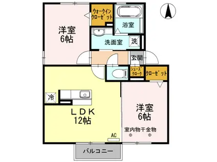 カピオン門間(2LDK/2階)の間取り写真