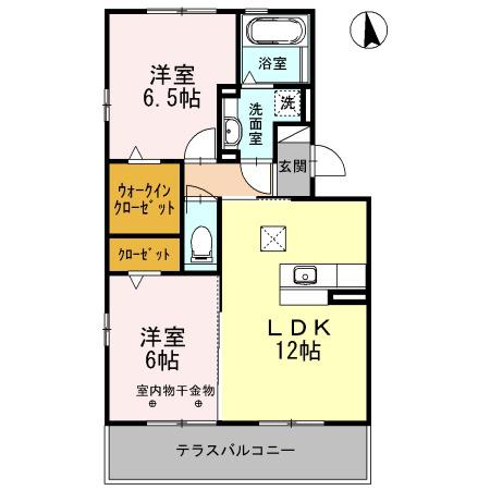 ハピネスコスモⅡ(2LDK/1階)の間取り写真