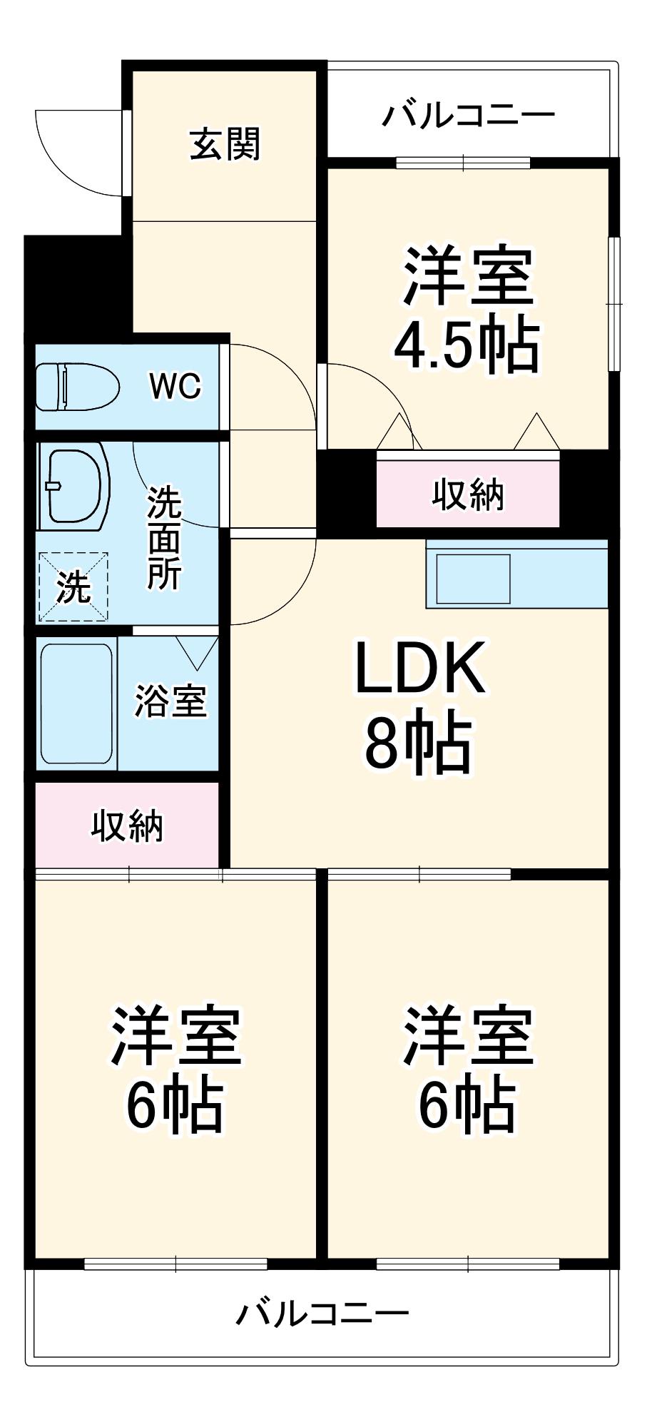 エスポアールハル(3DK/2階)の間取り写真